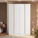 Ver imagem 1 de Guarda Roupa 4 Portas Abrir para Quarto ou Closet 230 cm X 160 cm 100% MDF Cor:Branco e Peroba