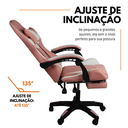 Ver imagem 5 de Cadeira Gamer Stillus Ergonômica com Apoio para Os Pés - Rosa e Branco - 1