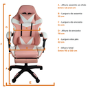 Ver imagem 6 de Cadeira Gamer Stillus Ergonômica com Apoio para Os Pés - Rosa e Branco - 1