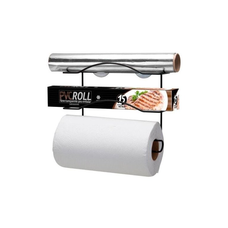 Suporte Organizador P/3 Rolos Cook Home Black 2502C Arthi