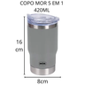 Copo Térmico 5 em 1 Mor Porta Lata Garrafa Abridor Cinza - 2