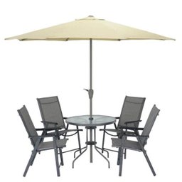 Conjunto Mesa 4 Cadeiras e Ombrelone NDI Tampo de Vidro 80x70cm - 1