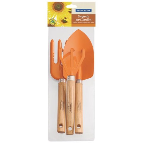 Conjunto Para Jardim 3 Peças Cabos De Madeira Embalagem Plástica Tramontina