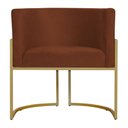 Ver imagem 2 de Poltrona Decorativa Sala de Estar Luana Base Gold Suede Terracota - Montanaris Decor MD MONTANARIS D