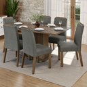 Ver imagem 1 de Conjunto Sala de Jantar Tampo de Vidro 6 Cadeiras Rustic/Silver Dália Madesa