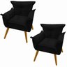 Kit 2 Poltronas Decorativa Opala Suede Preto - 1