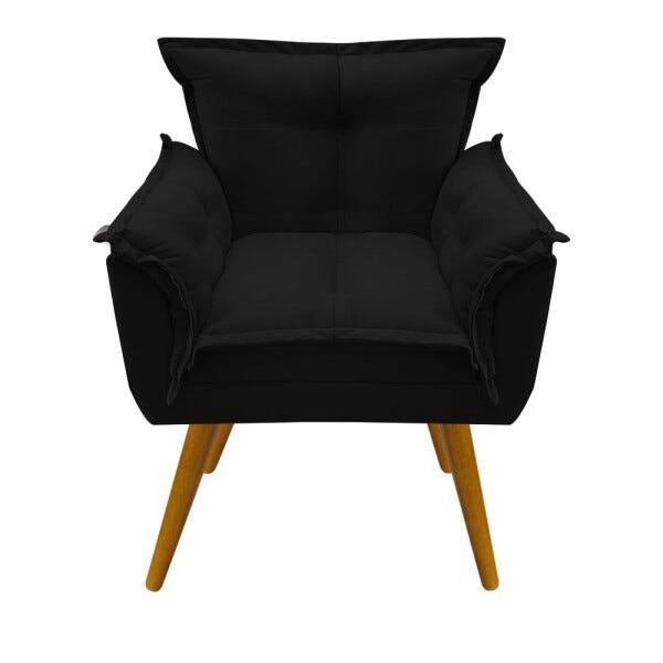 Kit 2 Poltronas Decorativa Opala Suede Preto - 2