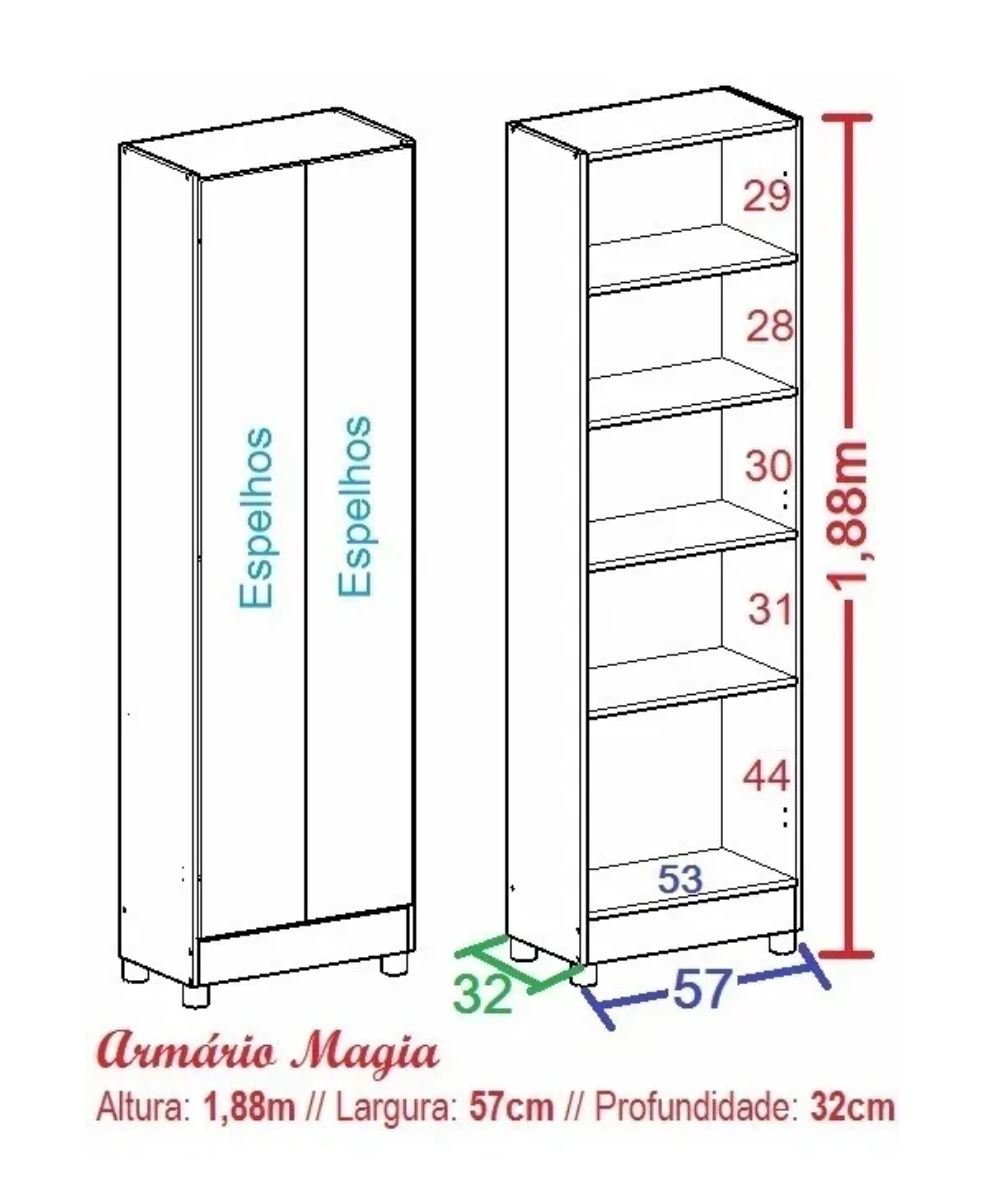 2 Sapateira com Espelho 2 Portas Branca 30 Pares - 3