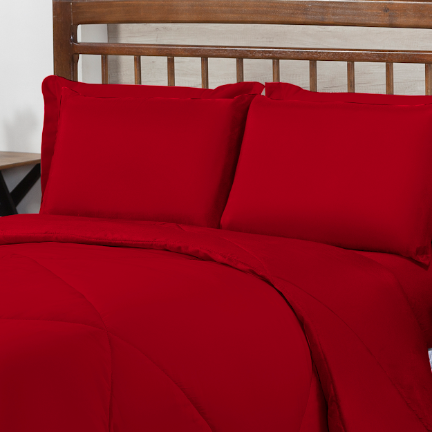 Ver imagem 3 de Kit Edredom Casal Queen 3 Peças Margarida Cama Box:vermelho