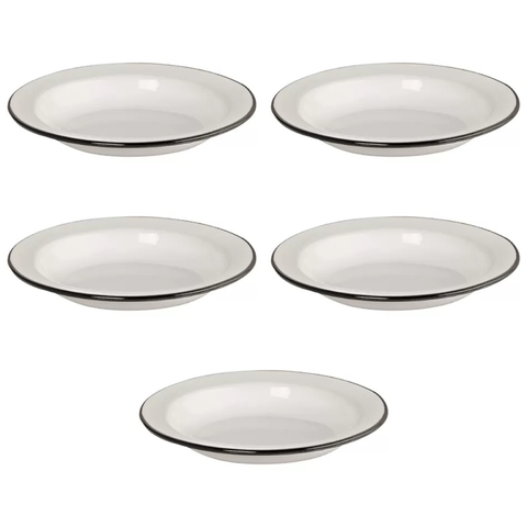 Kit com 05 Unidades Prato Esmaltado 22/500ml Branco Ewel