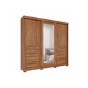 Ver imagem 1 de Guarda Roupa 3 Portas de Correr (1 C/ Espelho) e 6 Gavetas C/ Pés Cecilia Cinamomo - Panan
