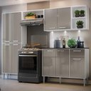 Ver imagem 2 de Cozinha Compacta c/ 3 Leds 4 pçs Xangai Multimóveis V3415 Branca/Lacca Fumê