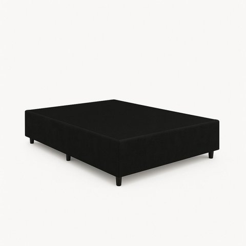 Box Base Blindado Suede- Viuva 128x188x38 - Novo:preto