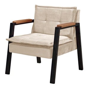 Poltrona Fortaleza Estilo Industrial Gdecor - Tecido Palha