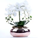 Ver imagem 1 de Arranjo com 4 Orquídeas Brancas Centro de Mesa Rose Gold