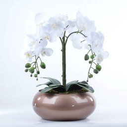 Arranjo Centro de Mesa de Orquídea Branca em Vaso Cobre - 2