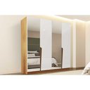 Ver imagem 1 de Guarda Roupa 4 Portas (2 C/ Espelho) e 4 Gavetas Porto Freijo/branco - Politorno