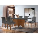 Ver imagem 1 de Sala de Jantar Mesa Evora 180 Mdf Canto Reto com 6 Cadeiras Grecia Rufato