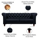 Ver imagem 3 de Sofá Decorativo Sala de Estar Chesterfield 3 Lugares 220cm Couro Azul Marinho - Mozzelar