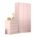 Ver imagem 1 de Conjunto Guarda Roupa e Cômoda Casa do Bosque 3 Portas Giratória 6 Gavetas MDP Rosa Acetinado