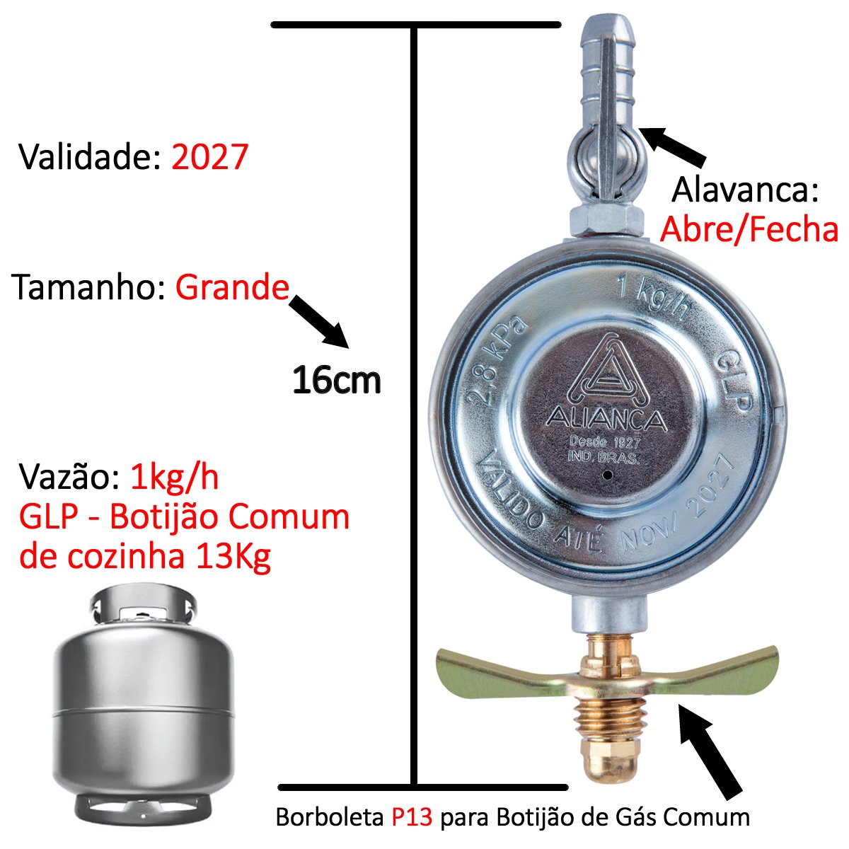Regulador de Gás Registro Para Cozinha Kit Completo com Mangueira 1,20m 504/01 - 4