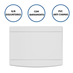 QUADRO DISTRIBUIÇÃO EMBUTIR 6/8 DISJUNTORES C/BAR. PVC TIGRE - 2