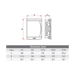 QUADRO DISTRIBUIÇÃO EMBUTIR 6/8 DISJUNTORES C/BAR. PVC TIGRE - 5