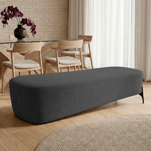Puff Recamier Decorativo Orgânico Lavie 140cm Premium Bouclê Cinza Escuro - Desk Design