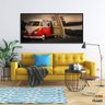 Quadro Kombi Vermelha Vintage Retrô Surf Praia 130x60 Moldura Preta 2x2 - 6