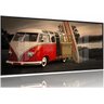 Quadro Kombi Vermelha Vintage Retrô Surf Praia 130x60 Moldura Preta 2x2 - 1