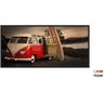 Quadro Kombi Vermelha Vintage Retrô Surf Praia 130x60 Moldura Preta 2x2 - 2