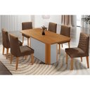 Ver imagem 1 de Conjunto: Mesa Sala Jantar Pietá C/ Tampo Madeirado Canto Curvo 180x90cm e 6 Cadeiras Maldivas