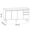 Balcão Gabinete para Cozinha com Tampo 150cm Ellen M05 Preto - Inoviza - 6