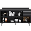 Ver imagem 3 de Balcão Gabinete para Cozinha com Tampo 150cm Ellen M05 Preto - Inoviza
