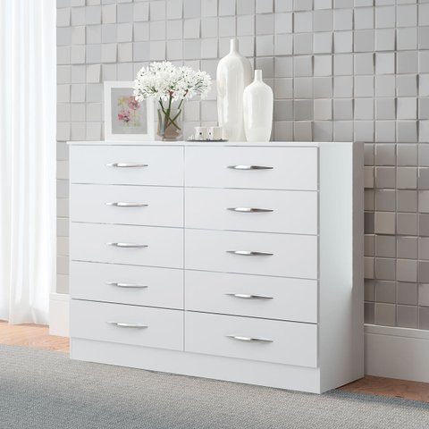 Cômoda Casal 10 Gavetas 117x92cm Mdp Branco 3017
