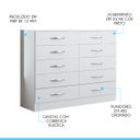 Ver imagem 3 de Cômoda Casal 10 Gavetas 117x92cm Mdp Branco 3017