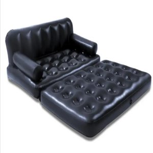 Sofá Cama Casal Inflável 5 em 1 Multifuncional Poltrona Dupla 300kg Reclinável Sala Quarto Viagem