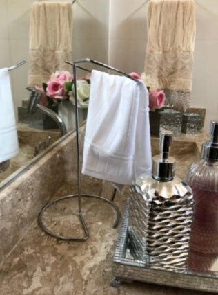 Suporte Toalheiro Porta Toalhas De Rosto Mãos Bancada Lavabo Cromado 134 - 6