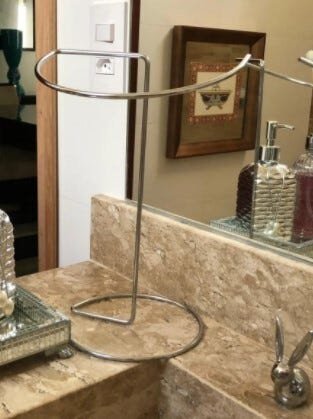 Suporte Toalheiro Porta Toalhas De Rosto Mãos Bancada Lavabo Cromado 134 - 7