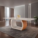Ver imagem 2 de Mesa para Sala de Jantar Ellis 220cm Moderna Mobília Cinamomo com Off White-off White