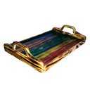 Ver imagem 2 de Bandeja multiuso rústica artesanal pinus efeito safari tingida e envernizada