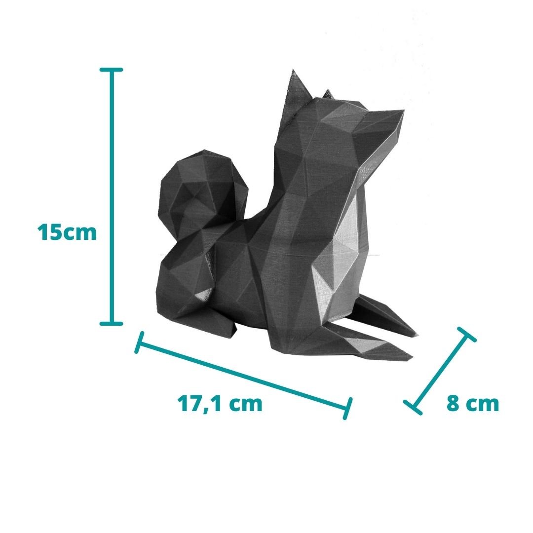 Estatueta Shiba Inu Decorativo - 15 Cm Altura - Toque 3D:Preto - 5