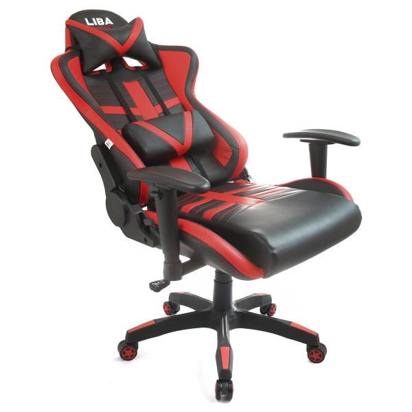 Cadeira de Escritório Liba Gamer Ergonômica Estofado Vermelho - 3