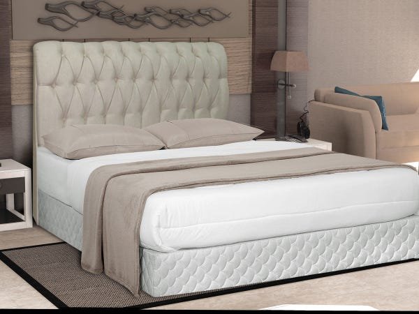 Cabeceira Triumph Capitone 1,95 cm - Linho Creme - 2