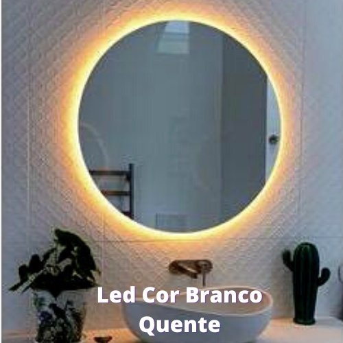 Ver imagem 1 de Espelho Redondo 70cm X 70cm Lapidado com Led:branco Quente com Fonte 12v
