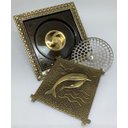 Ver imagem 2 de Ralo Vintage Retrô Quadrado Golfinho Bronze 12x12