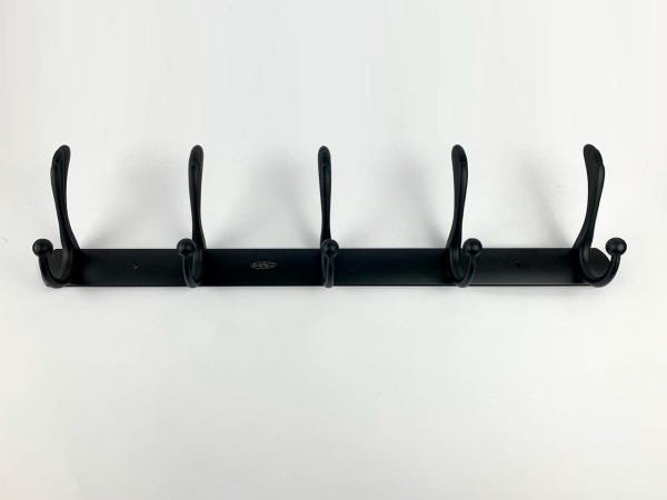 Pendurador Toalha 5 Ganchos de Parede Vintage Retrô Preto - 2