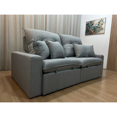 Sofá Retrátil Reclinável 2,30 M Linho Cinza A230 Capri