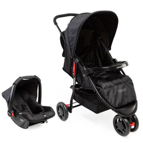 Carrinho de Bebe com Bebe Conforto Trino Duo Preto - Infanti