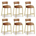 Ver imagem 5 de Banqueta Cozinha Alta com Encosto Industrial Dourado Kit 6 Londres PU Whisky D03 - D'Rossi